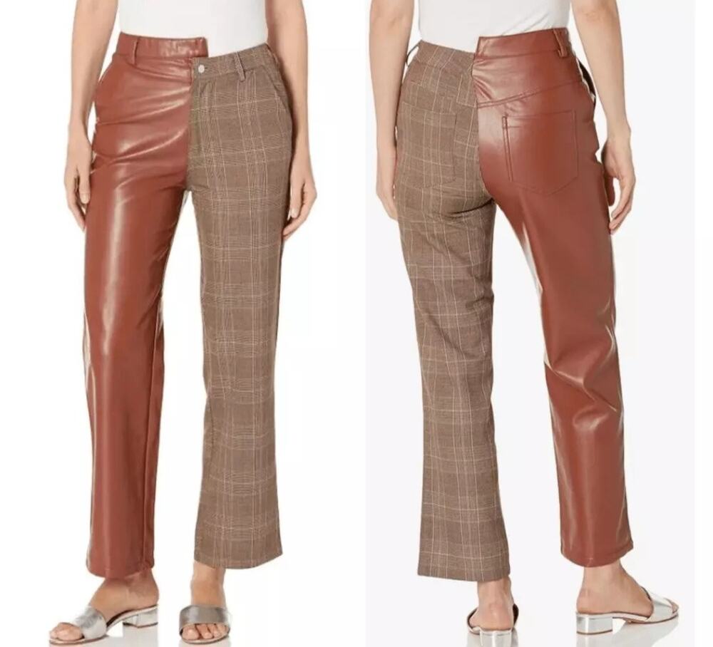 STEVE MADDEN Women's Mackenzie Mixed-Media Pants Vegan Leather W27
